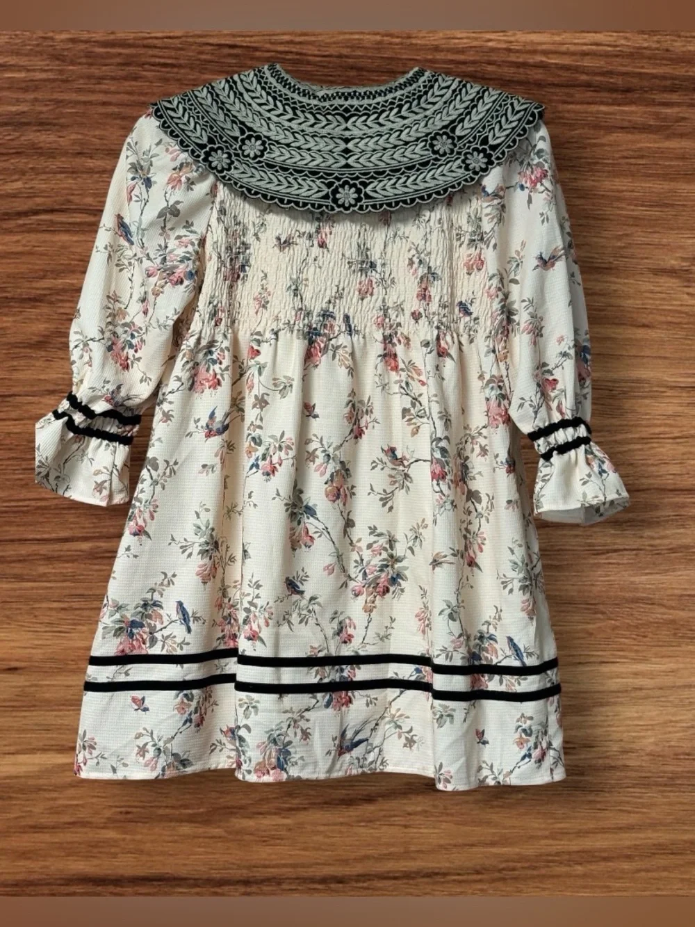 NWT Bonjour Long Vintage Style Bird Print SZ 8